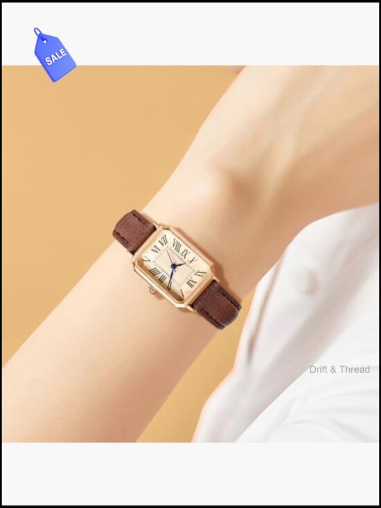 Elegant Vintage Rectangle Quartz Wrist Watch for Women